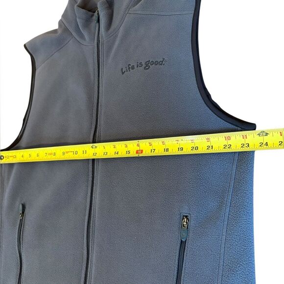 Life is Good Fleece Vest Full Zip Mock Neck Mens Size Large Grayish Blue - Picture 8 of 8
